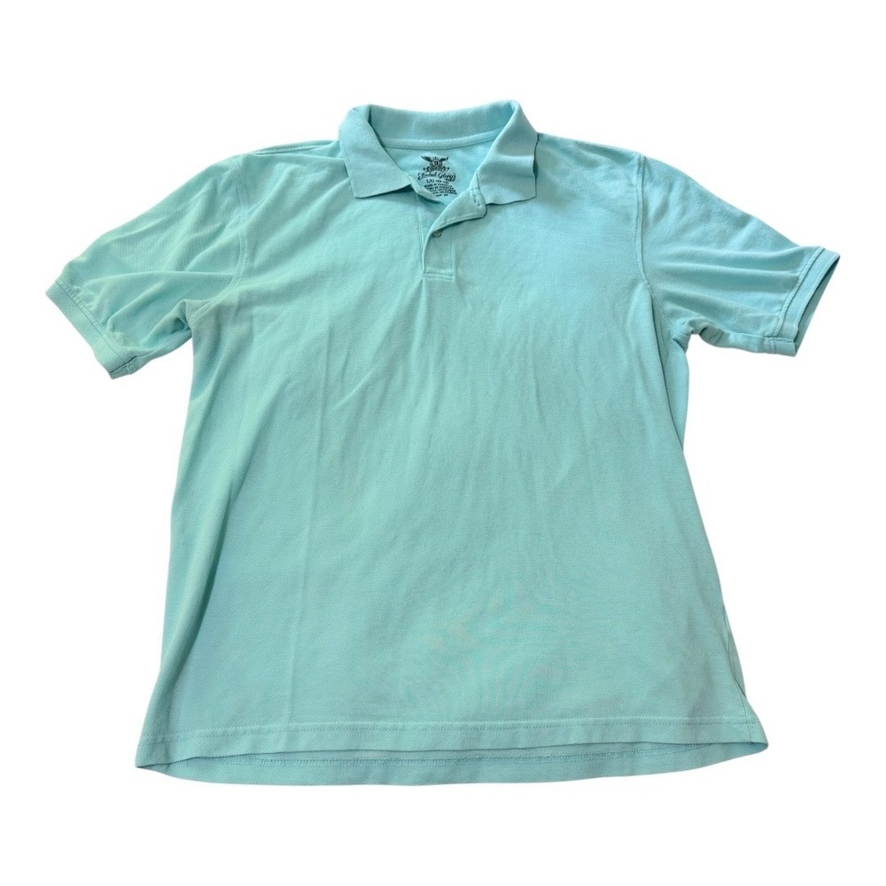 Faded‎ Glory Mens Polo Shirt Large Aqua Mint Green Casual Golf